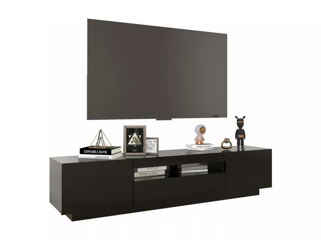 Meuble TV avec lumières LED Noir 180x35x40 cm