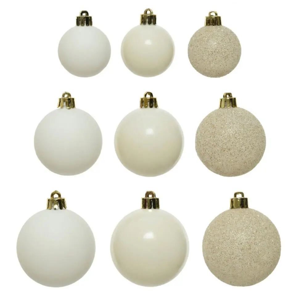 Decoris kerstballen - 30x -wol wit 4, 5 en 6 cm -kunststof