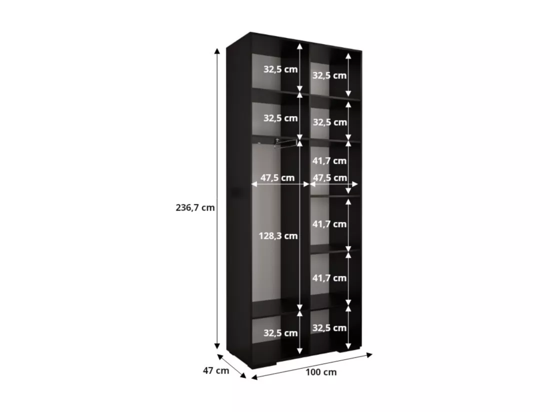Inova 1 armoire à portes battantes 236,7/300/47 6 porte (Nero/Nero)