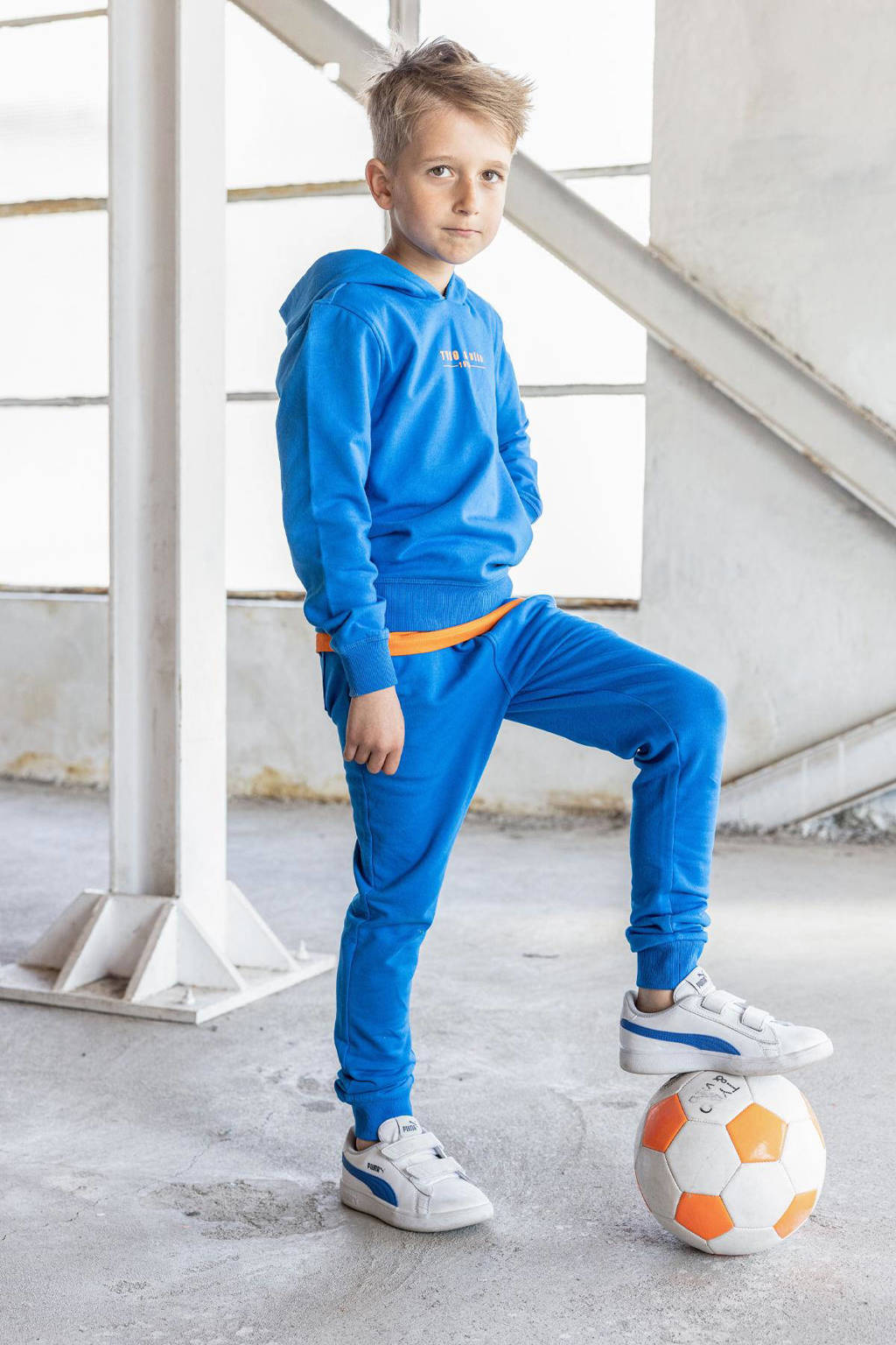 TYGO & vito regular fit joggingbroek Boaz met logo felblauw