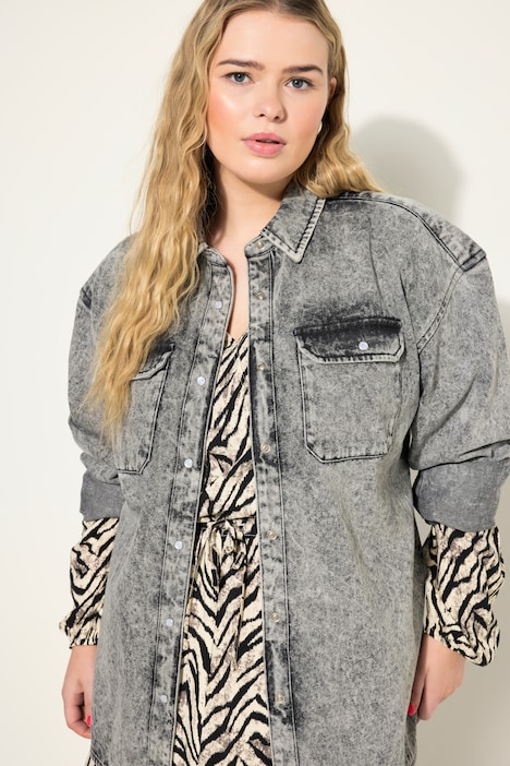 Jeanshemd, oversized, Vintage Look, Langarm
