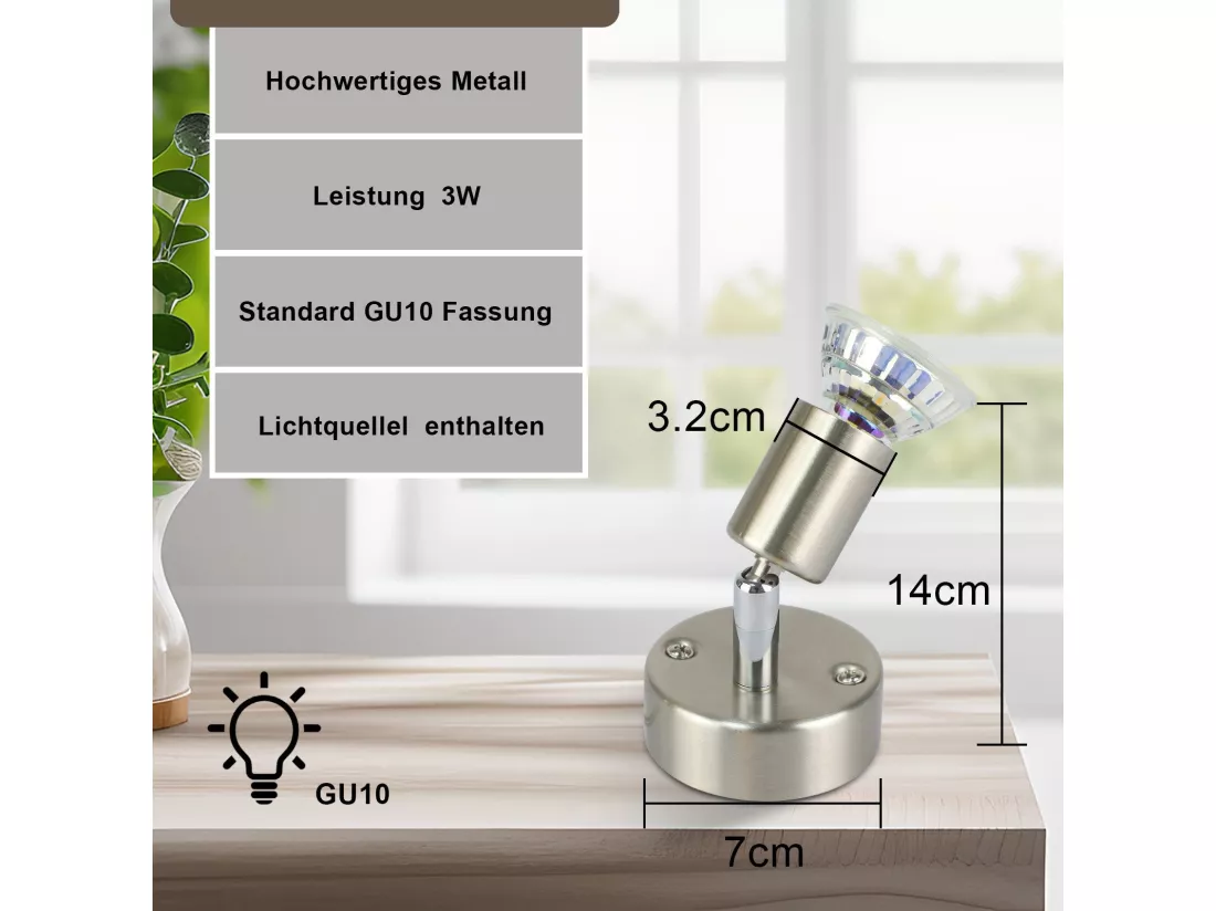 NETTLIFE Spot de plafond LED orientable GU10 1 flamme spots de plafond salon industriel orientable