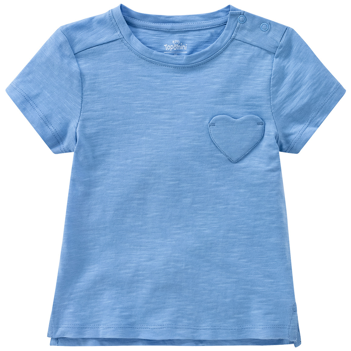 Topomini Baby T-Shirt mit Herz-Tasche hellblau