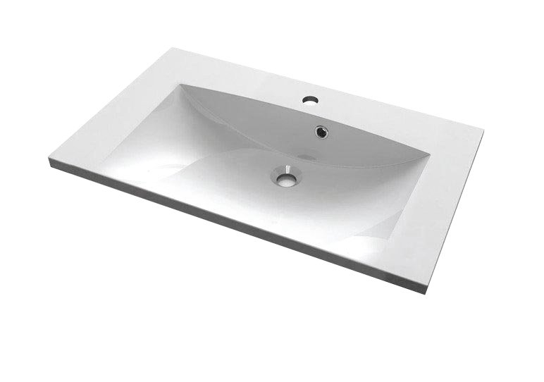 Sapho Maria mineraal marmer wastafel 75x46cm wit 1 kraangat