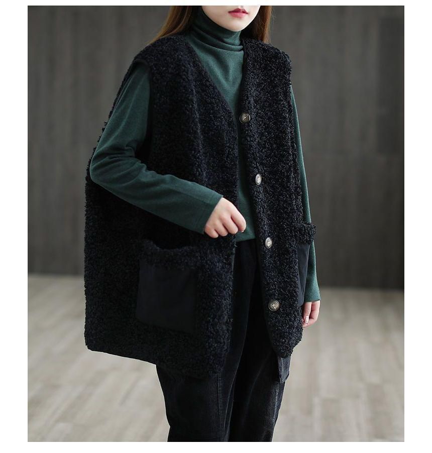 ZIMO - V-hals fleece vest met knoopjes