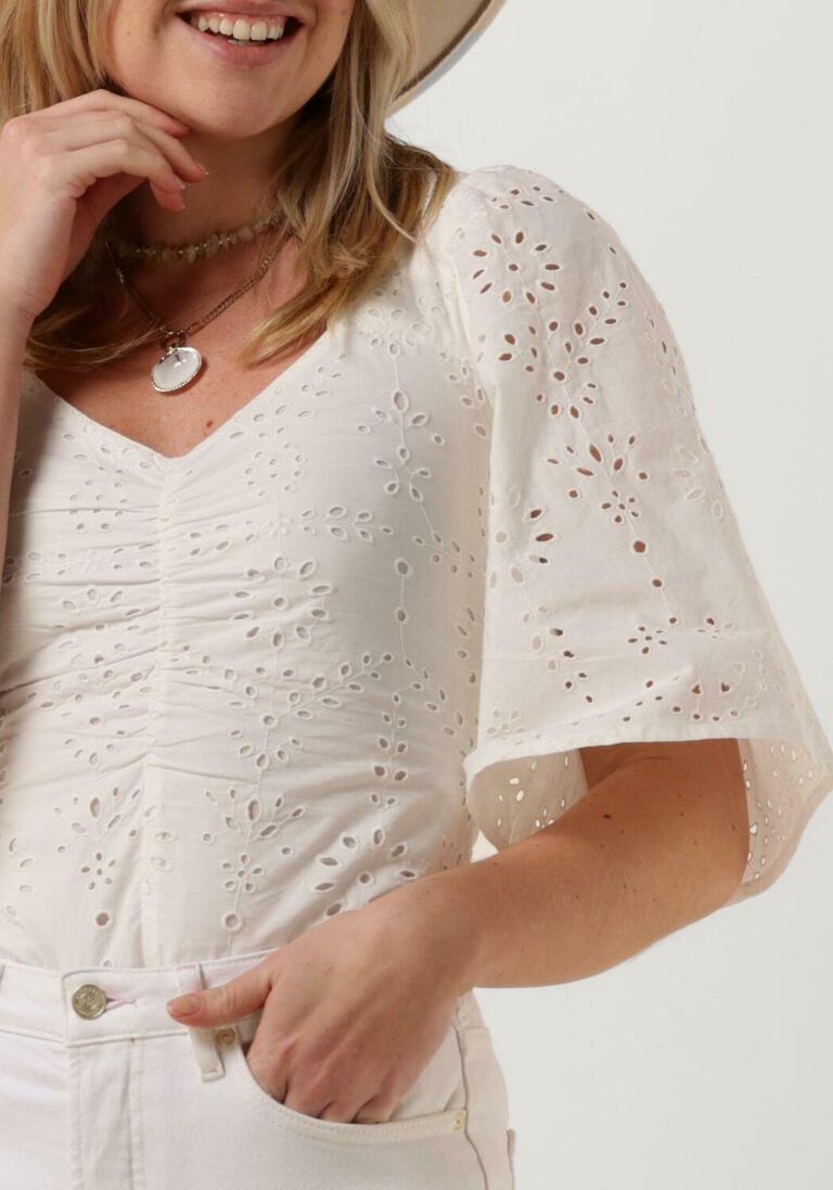 SCOTCH & SODA witte scotch & soda top ruched front flutter sleeve top