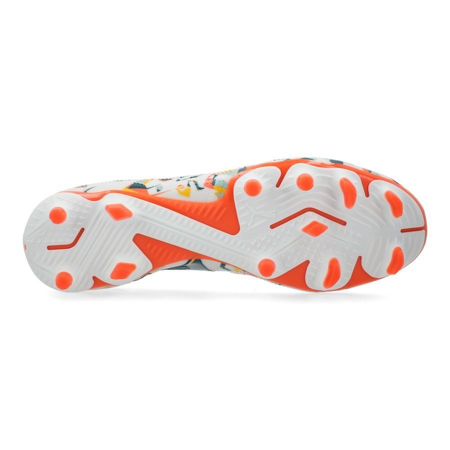 PUMA Future 7 Match FG/AG NJR Creativity - Blanc/Ocean Tropic/Turquoise Surf/Hot Heat/Sun Stream ÉDITION LIMITÉE