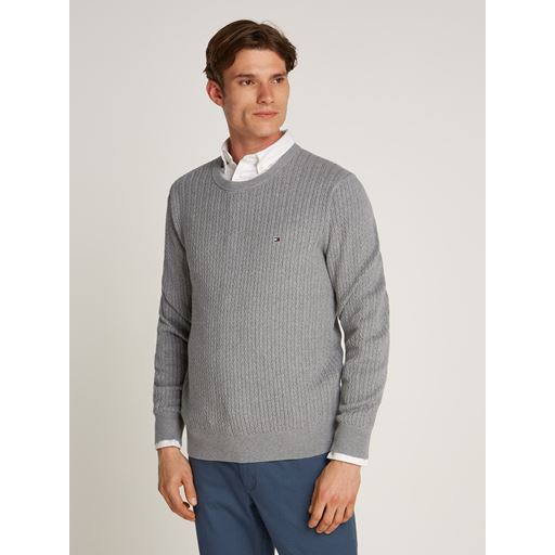 Tommy Hilfiger Herringbone Structure Pullover, Medium Grey Heather, XXL