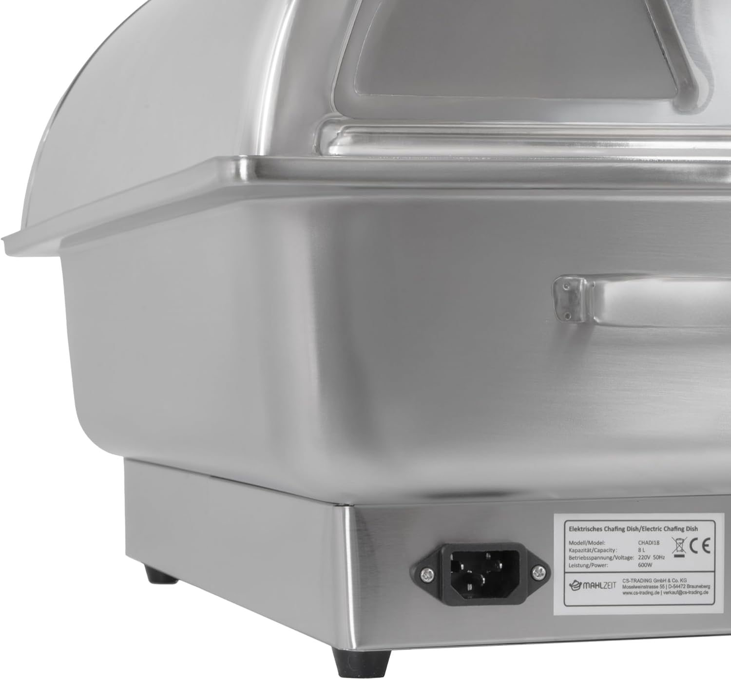 Mahlzeit elektrischer Edelstahl Chafing Dish mit GN 1/1 | 9 Liter | bis 80°C | Speisenwärmer mit Rolltop, Buffetwärmer | Warmhaltebehälter Essen, Wärmebecken elektrisch für Buffet und Catering