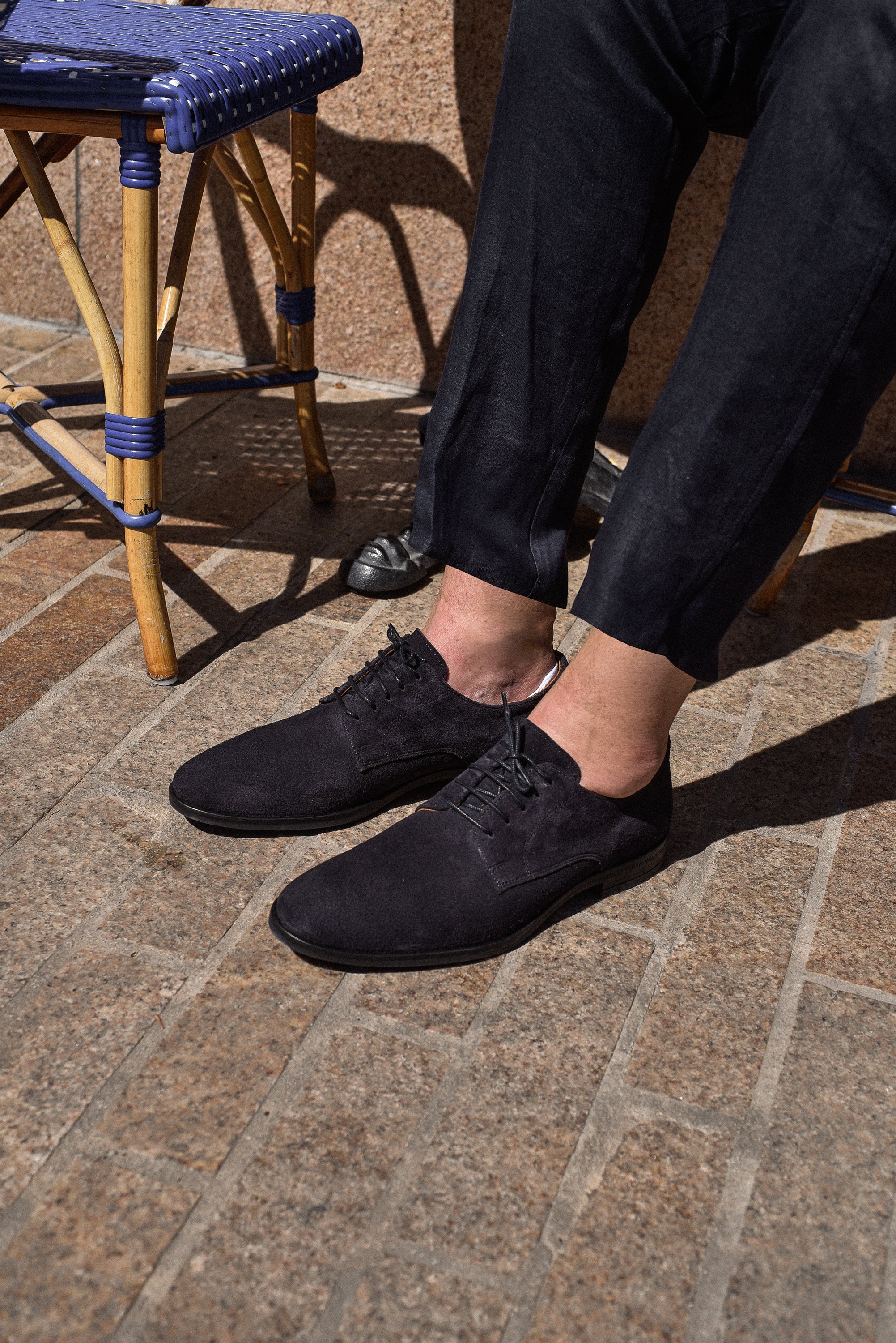 Larry-Derby en cuir velours marine