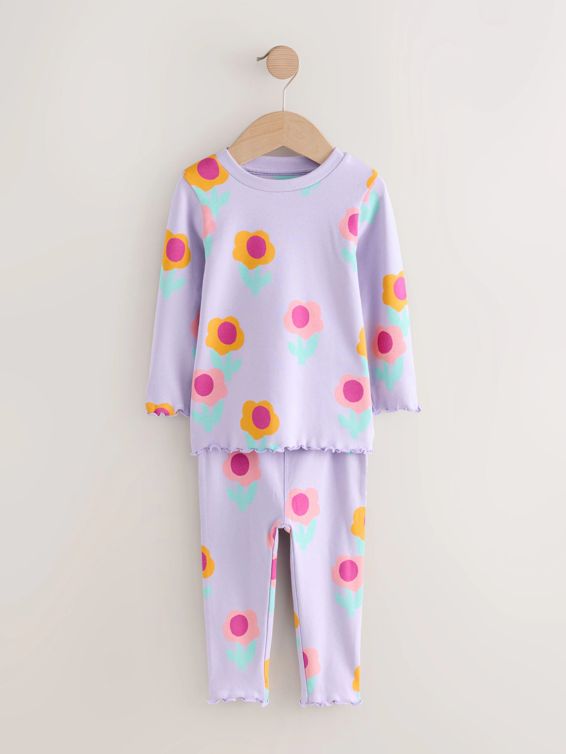 Paars met pompoenprint - Verpakking van 3 knusse pyjama's (9 mnd-10 jr)