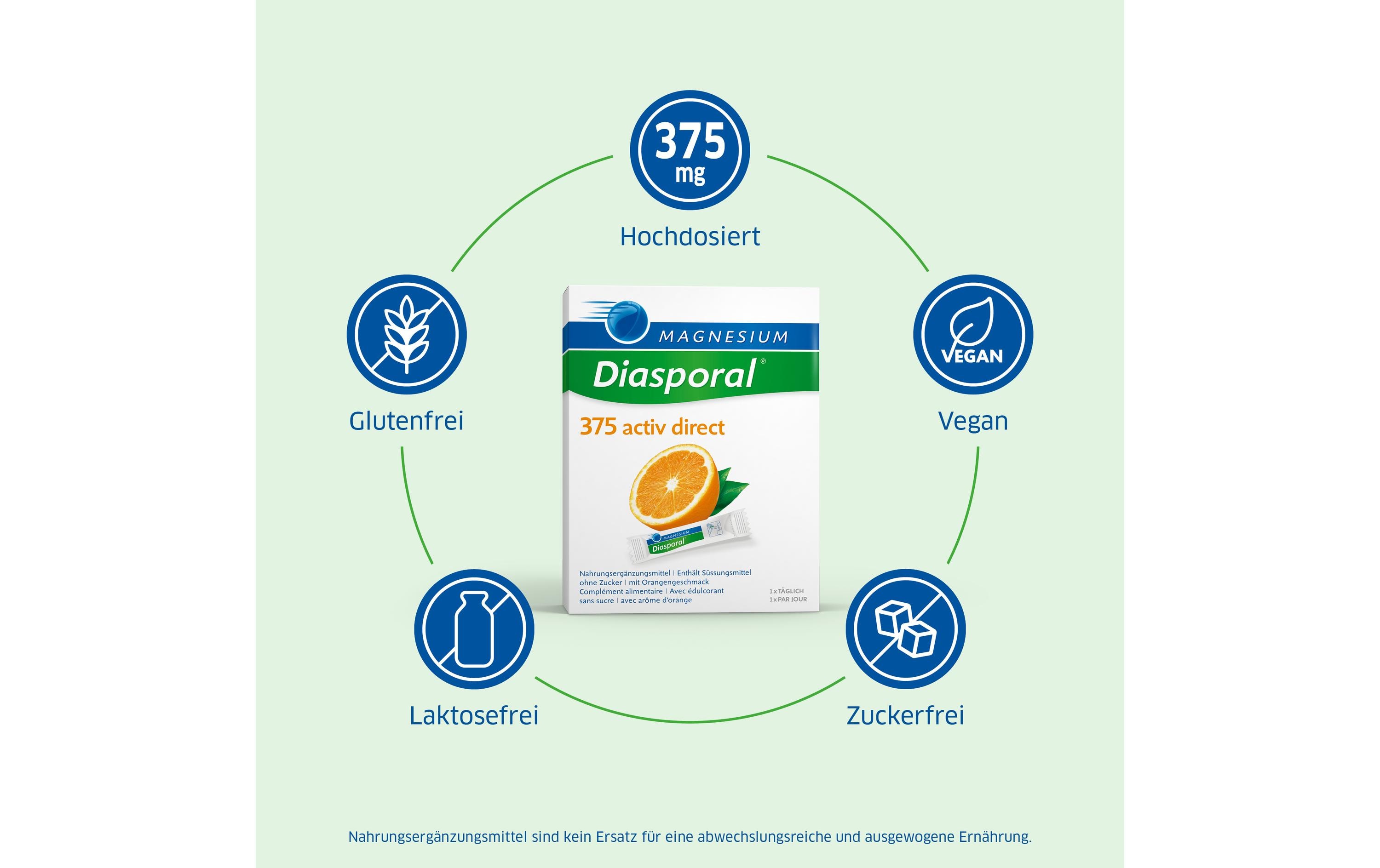 375 Activ Direct Orange 60 SticksVeganes Direktgranulat mit Magnesiumcitrat