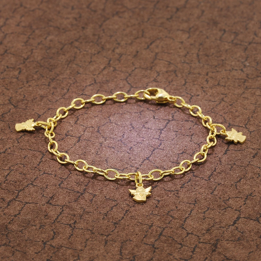 trendor Mädchen-Armband mit Engeln Gold auf Silber für Kinder gold