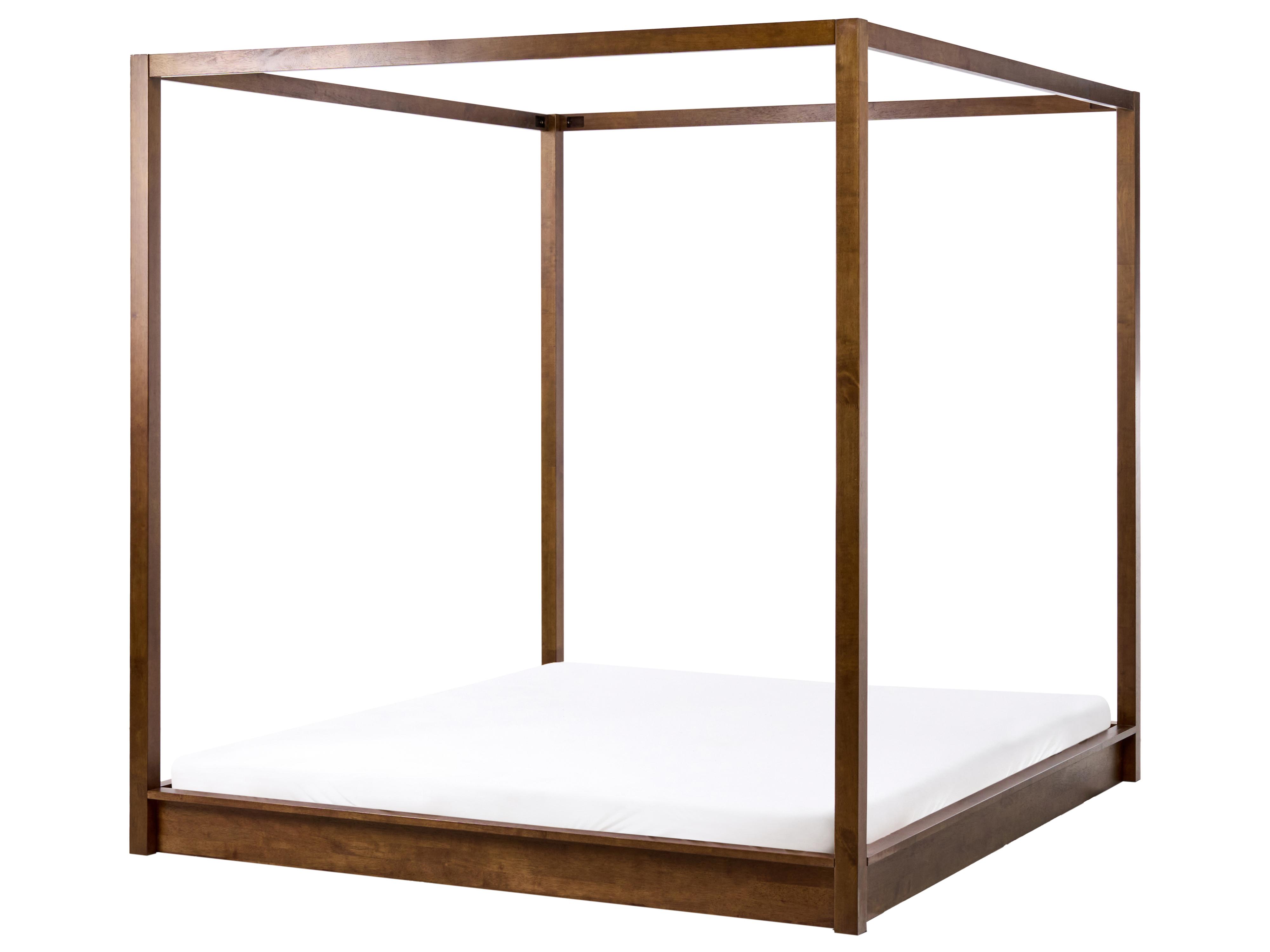 Hemelbed Hout HERLIERE 180 x 200 cm Donkerbruin