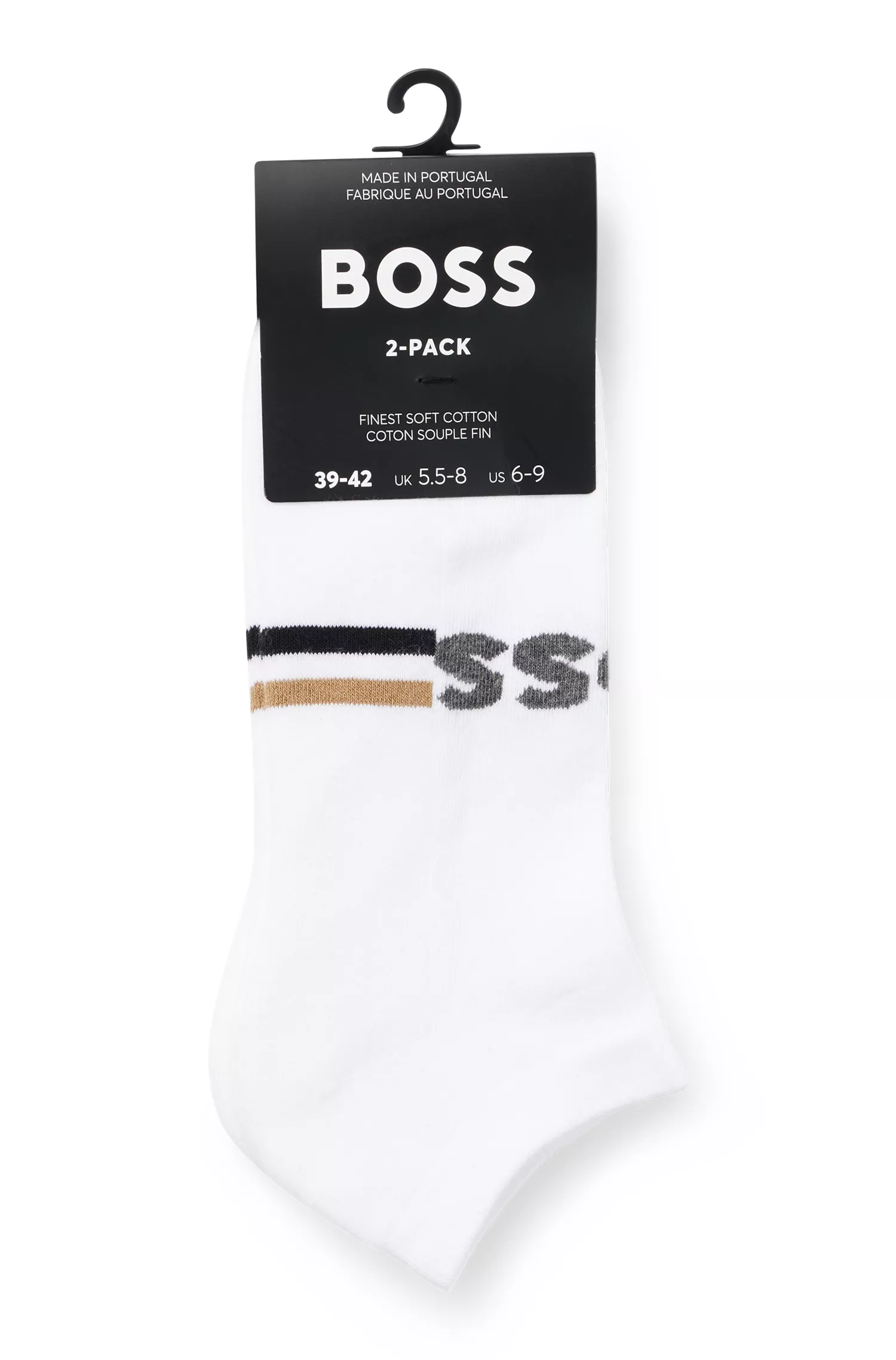BOSS Black - Pacote com duas meias até o tornozelo em mistura de algodão.