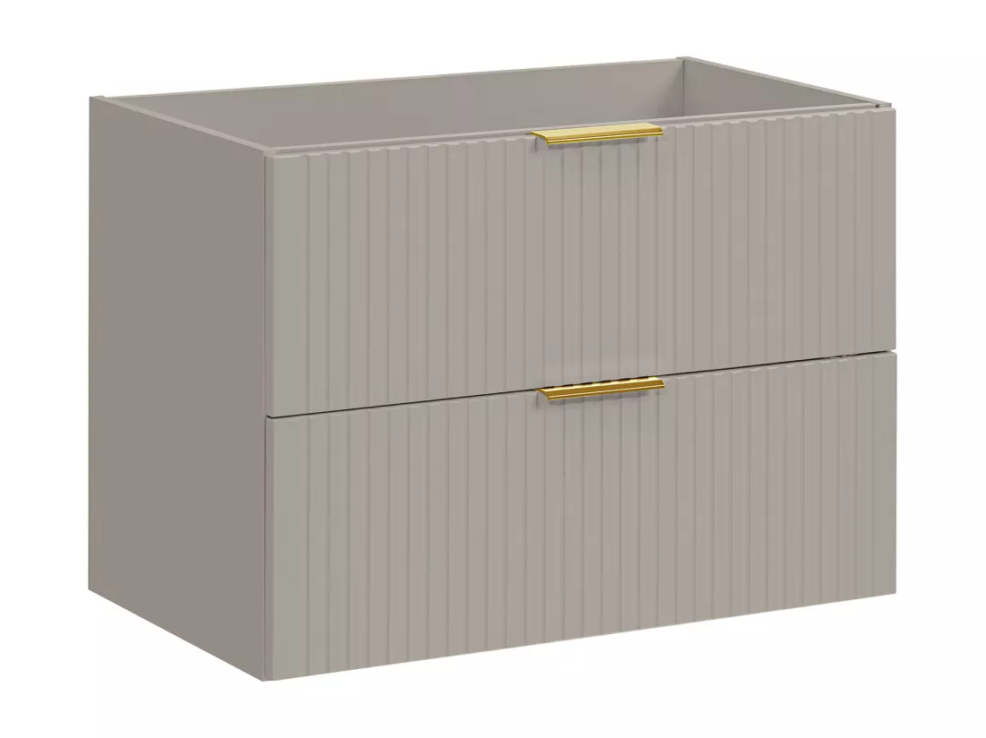 Meuble sous vasque suspendu strié - Beige - L80 cm - ZEVARA