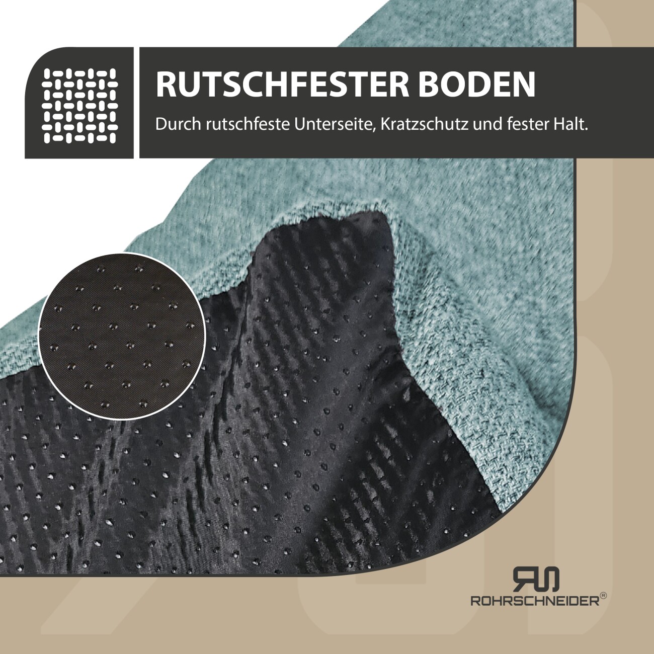 Rohrschneider ® Hundebett mit Anti-Rutsch-Boden, strapazierfähiges Kissen für Hunde und Katzen, B47 x T30 x H7 cm, inkl. Gratis-Wassernapf