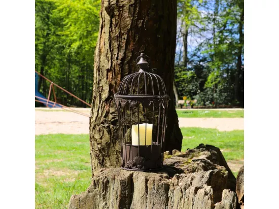 Cage à oiseaux décorative ancienne métal marron Ø.19x45cm