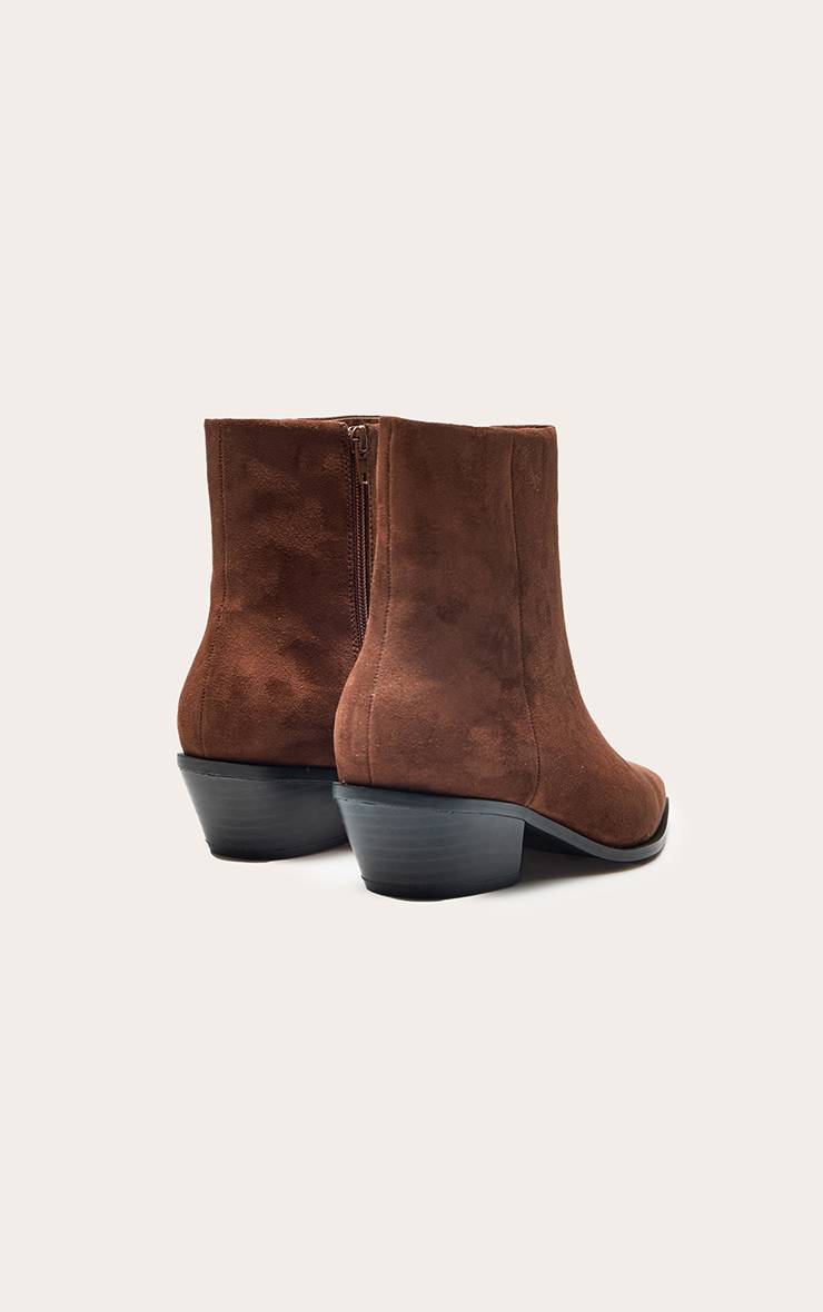 Chocolat Bottine À Talon Cubain En Synthétique Souple