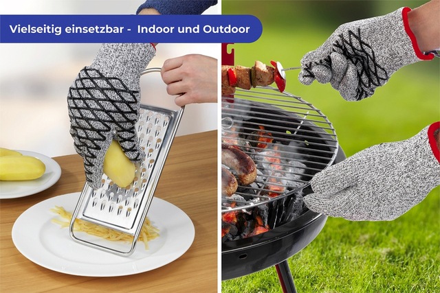 Maximex Grillhandschuhe »2in1« Schnittschutzhandschuhe für Damen, hitzebeständige Küchenhandschuhe