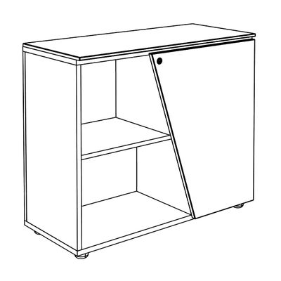 Armoire basse KHEOPS - porte à droite - structure blanc perle - finition imitation chêne clair