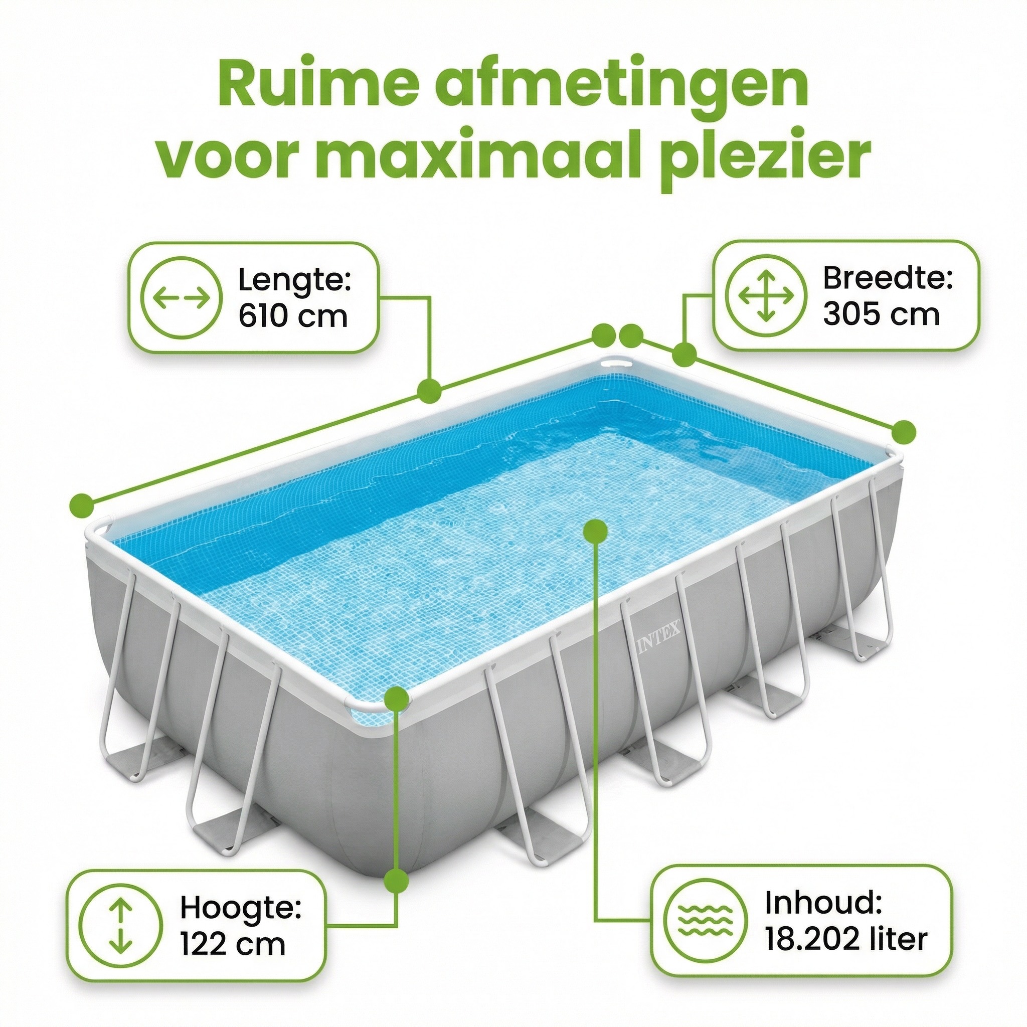 Intex prism frame 610x305x122cm zwembad – 6-delig