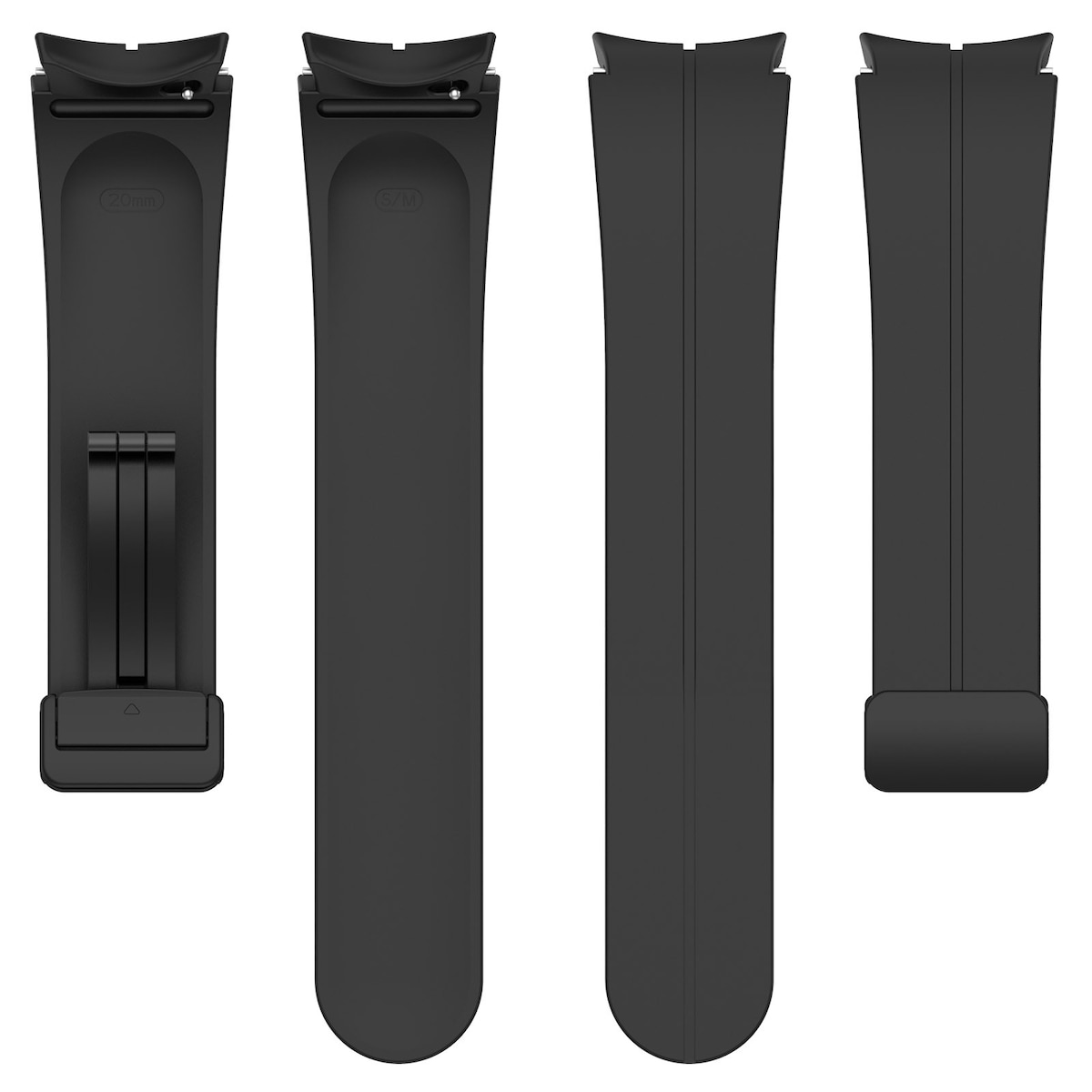 Silikonklokkerem 20 mm for Samsung Galaxy Watch 5/4 Sort 13.1+9.1 cm