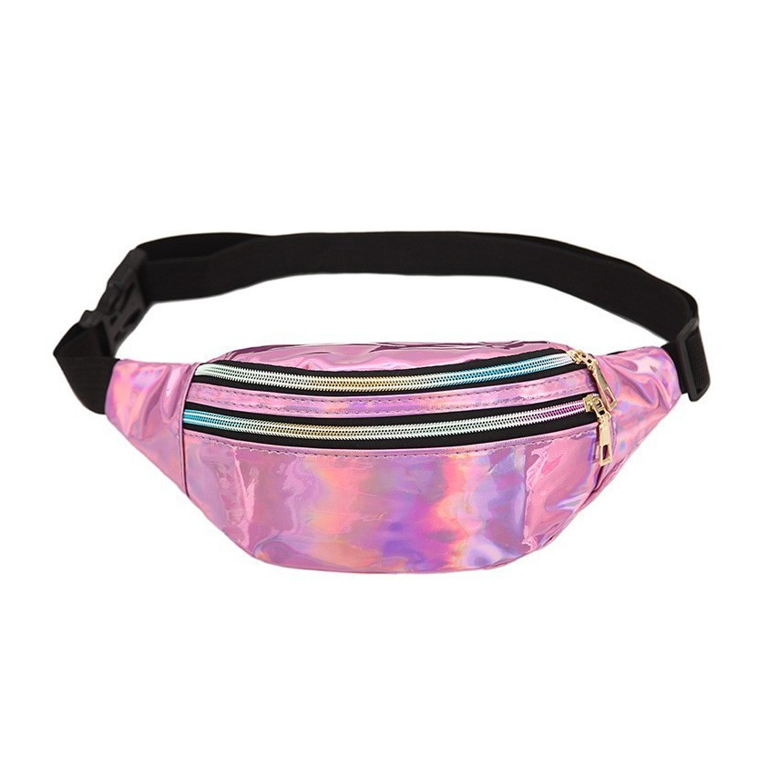 (30x14cm) Unisex Bauchtasche Outdoor Crossbody Bag Gürteltasche Irisierend - Pink