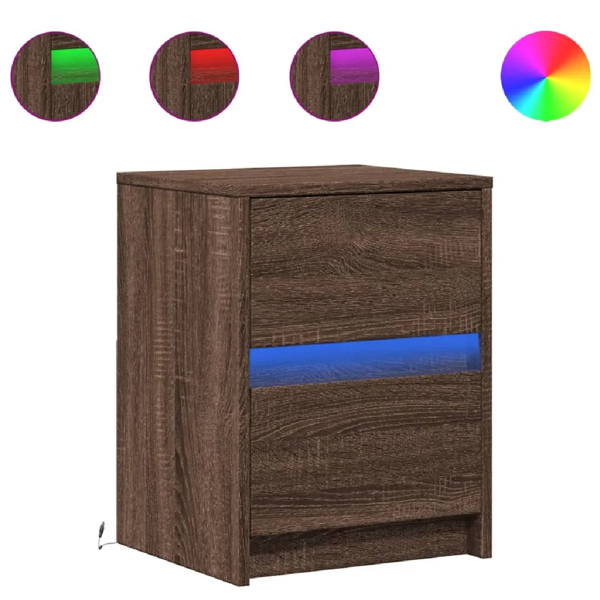 Vidaxl VIDA+ Armoires de chevet LED Chêne marron