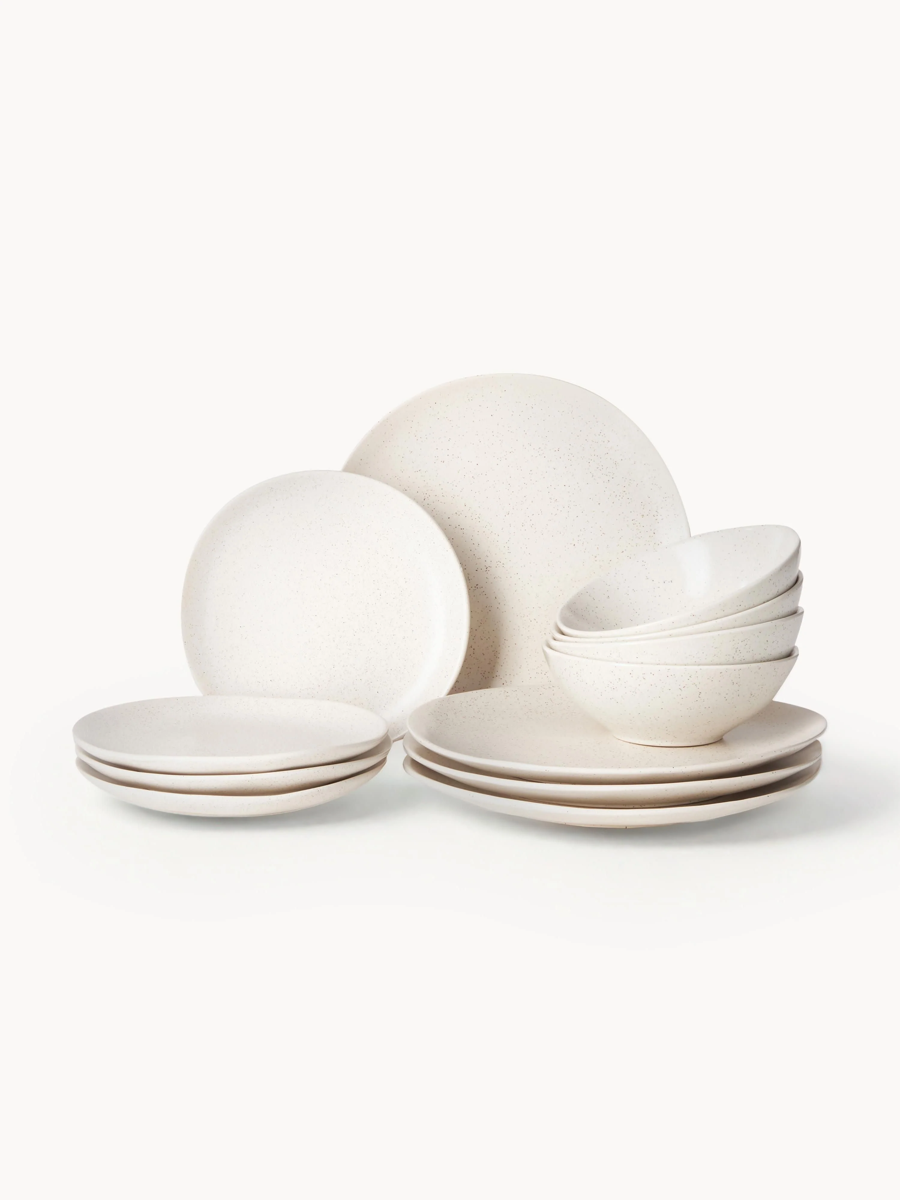 Handgemaakte serviesset Nordic Vanilla, 4 personen (12-delig)
