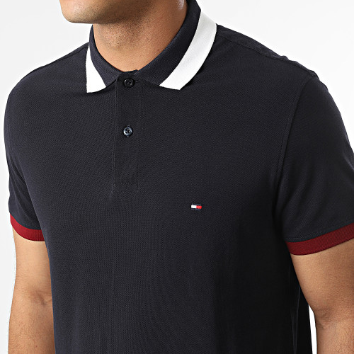 Polo Manches Courtes RWB Collar Cuff Block 7777 Bleu Marine