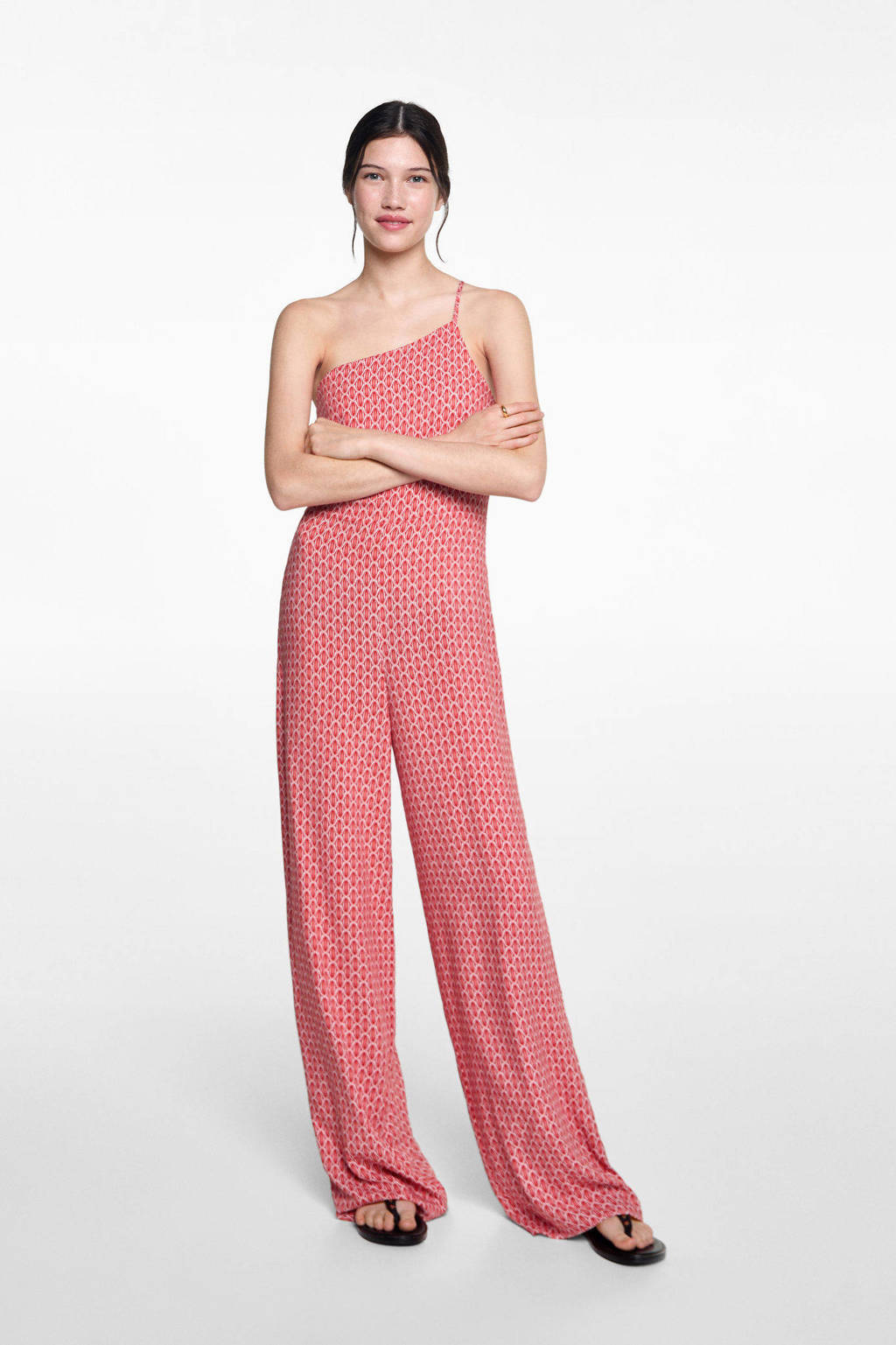 MANGO TEEN jumpsuit met all over print rood/lichtroze/wit