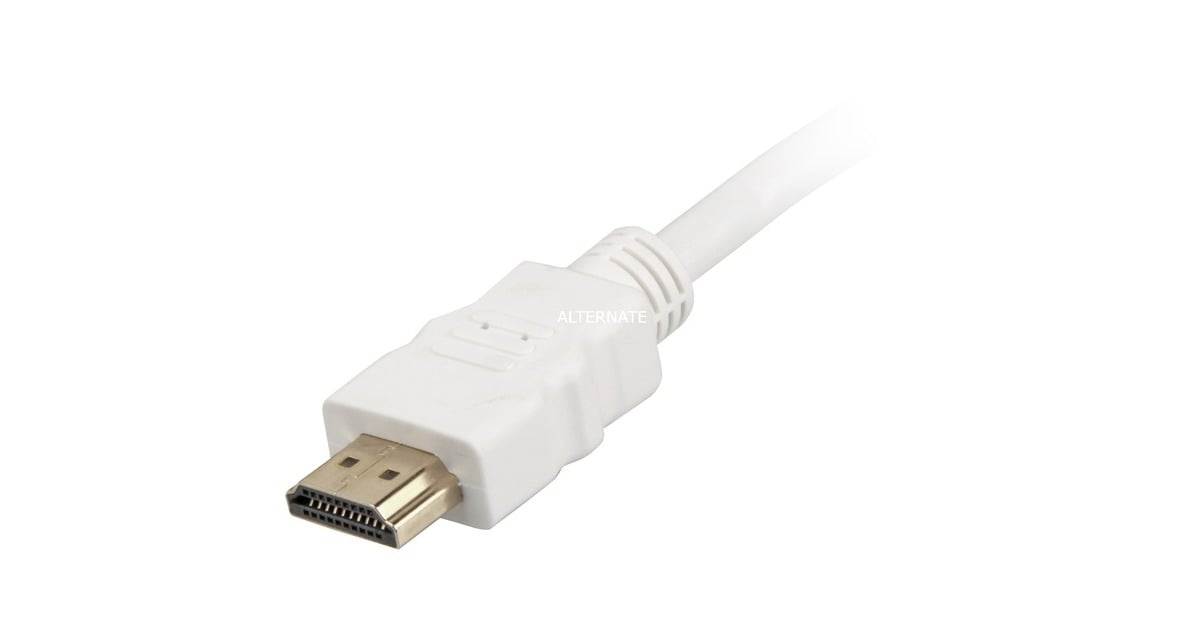 SharkoonHigh Speed HDMI kabel met Ethernet  (Wit, 2 meter, 4K, Verguld)