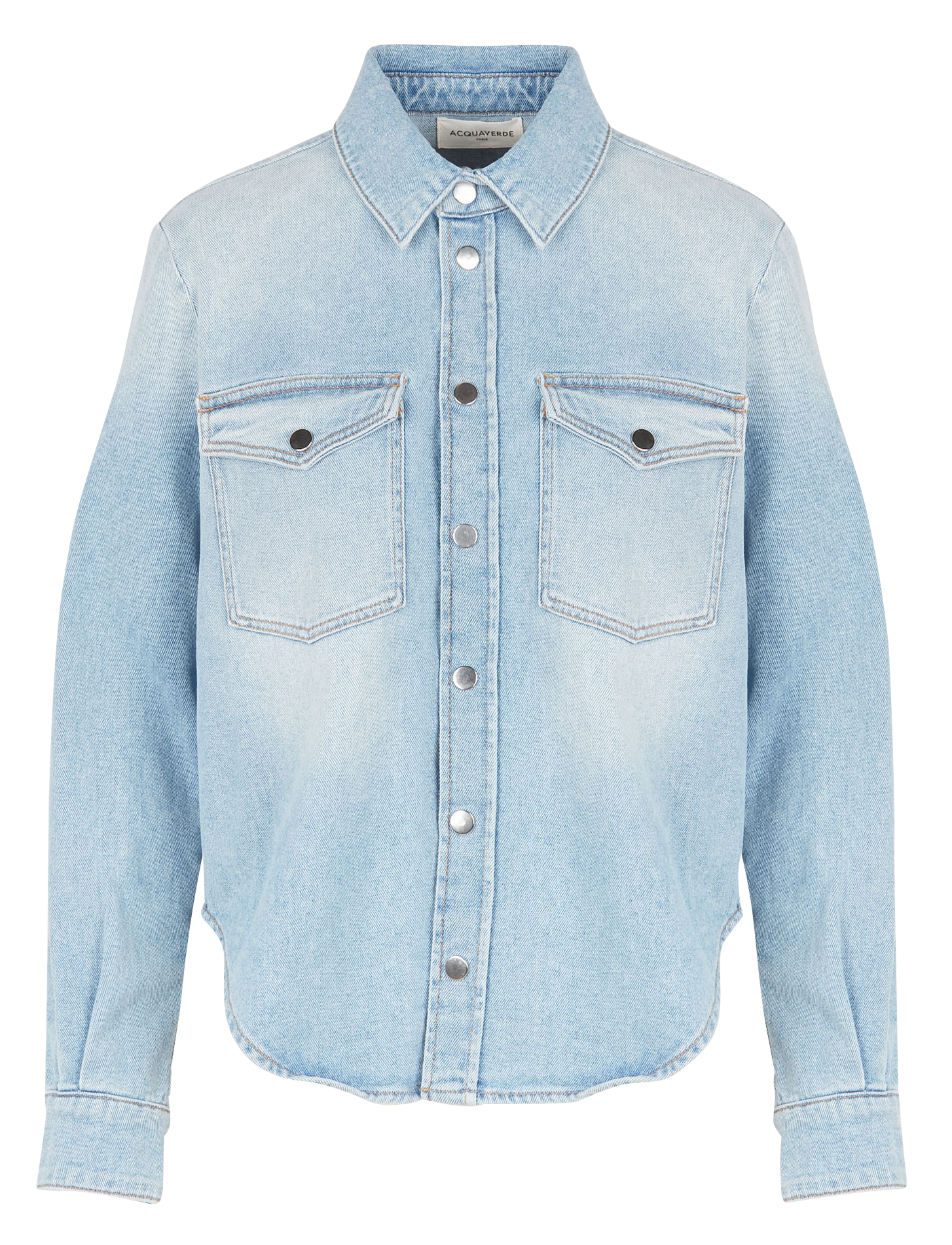 TOPAZE - Chemise droite col classique en denim stretch| Bleu