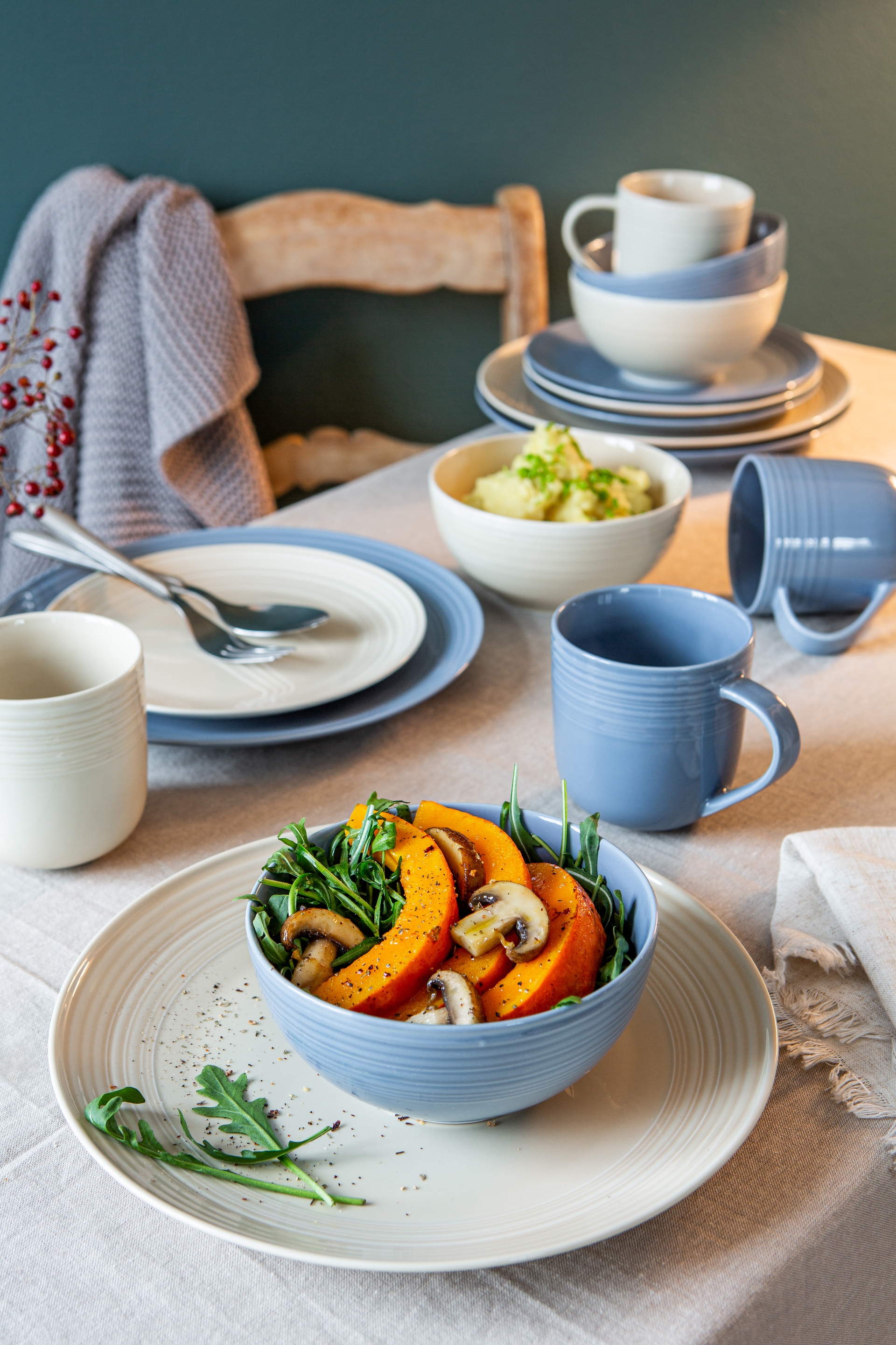 Ritzenhoff & Breker Kombiservice LEVI 16-teilig Porzellan blau/creme