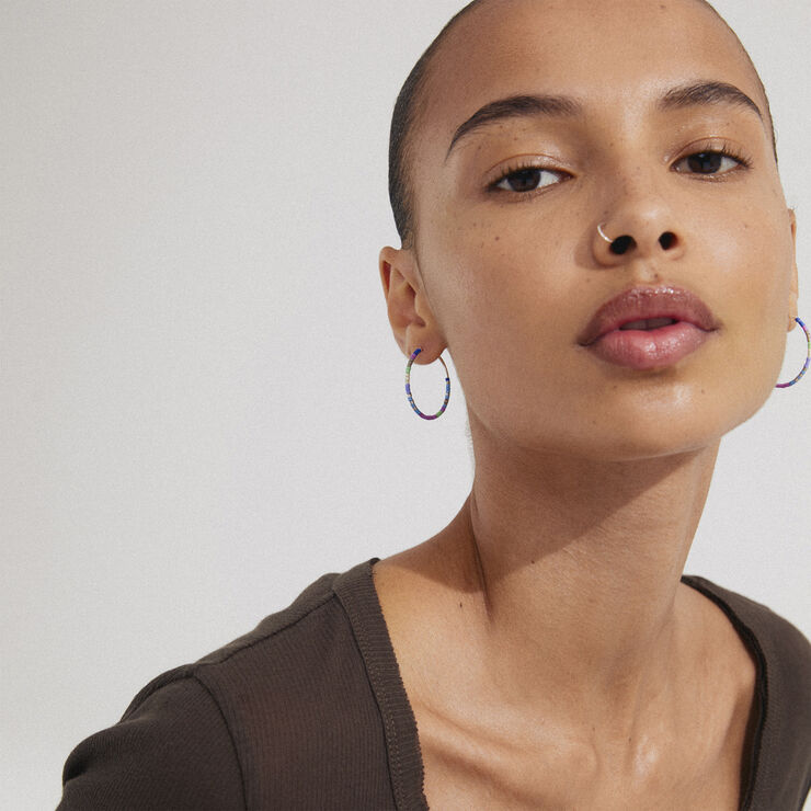 Pilgrim ALISON hoop earrings blue/silver-plated Sølv