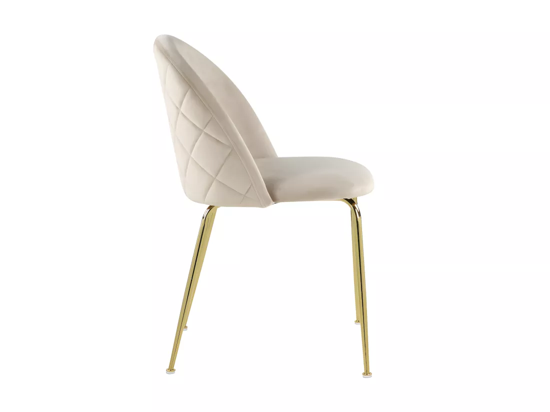 Lot de 6 chaises - Velours et acier inoxydable doré - Beige - MELBOURNE