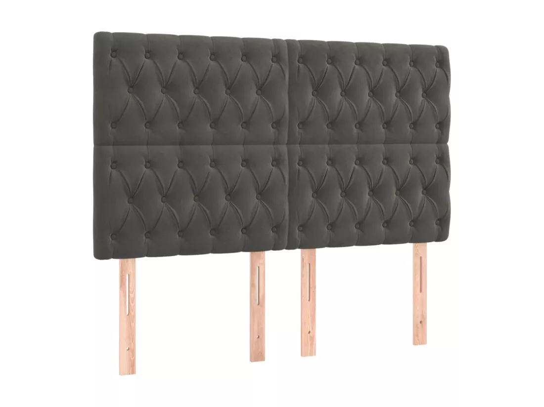 Sommier tapissier matelas et LED Gris foncé 160x200 cm Velours