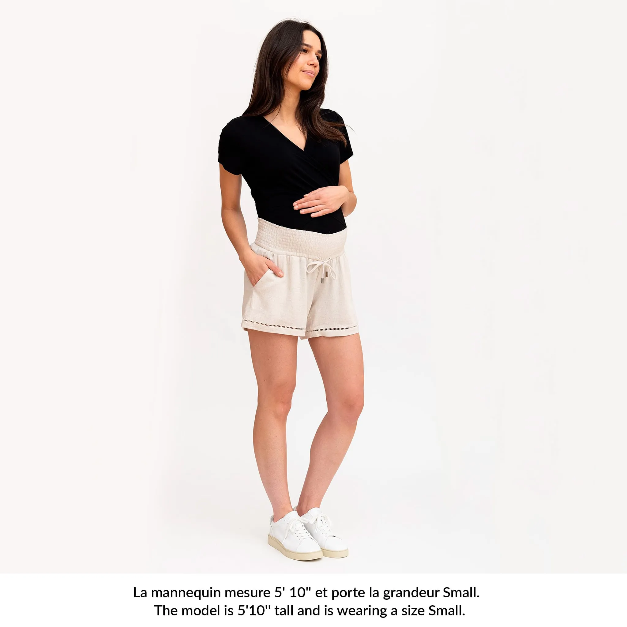 Bella Maternité Short Mélange Lin Beige