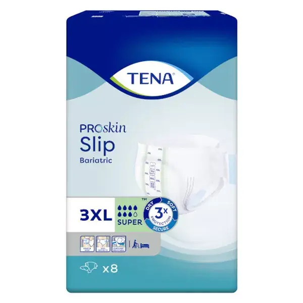Cuecas bariátricas TENA Proskin Complete Change tamanho super 3XL, 8 unidades