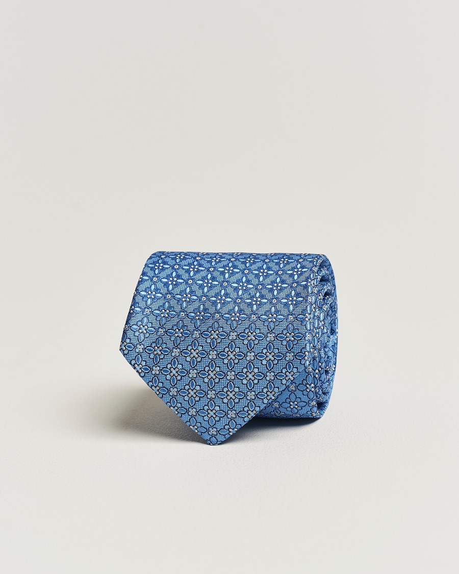 Eton Silk Printed Flower Tie Blue