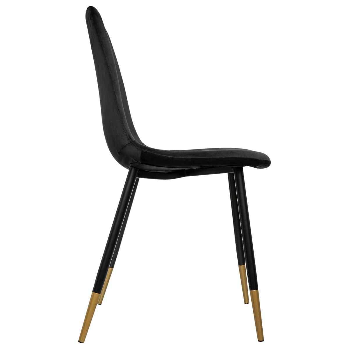 CHAISE VELOURS NOIR PIED NOIR ET GOLD TYKA