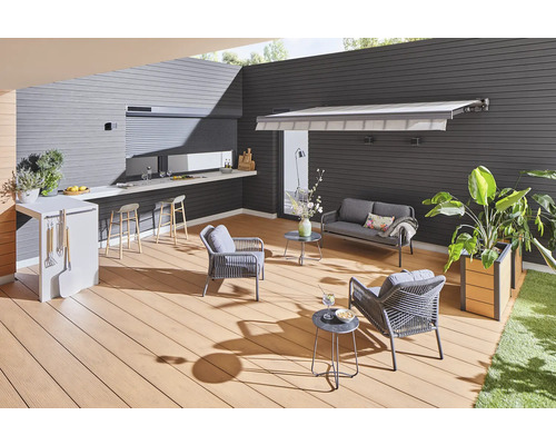 SOLUNA knikarmzonnescherm Trend 2,5x2 Stoffen design D420 Frame zilver geanodiseerd incl. zwengel