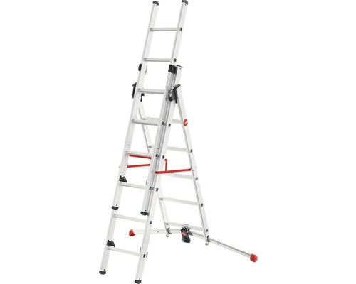 Hailo ProfiLot combiladder met LOT-systeem, aluminium, 2 x 6 + 1 x 5 sporten
