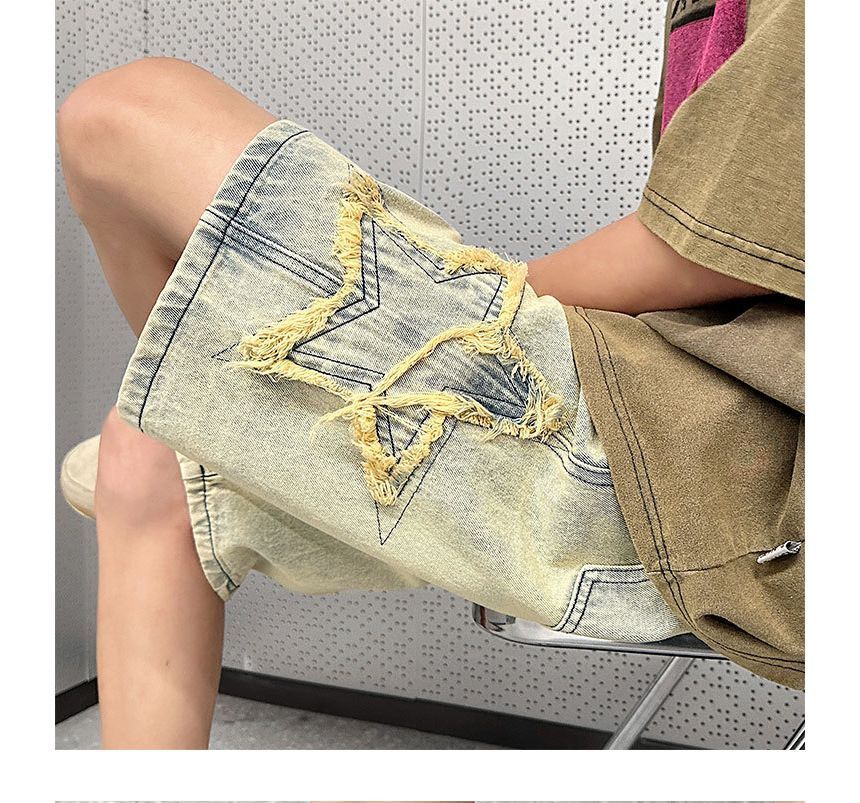 Savenne - Denim Shorts met geborduurde sterren