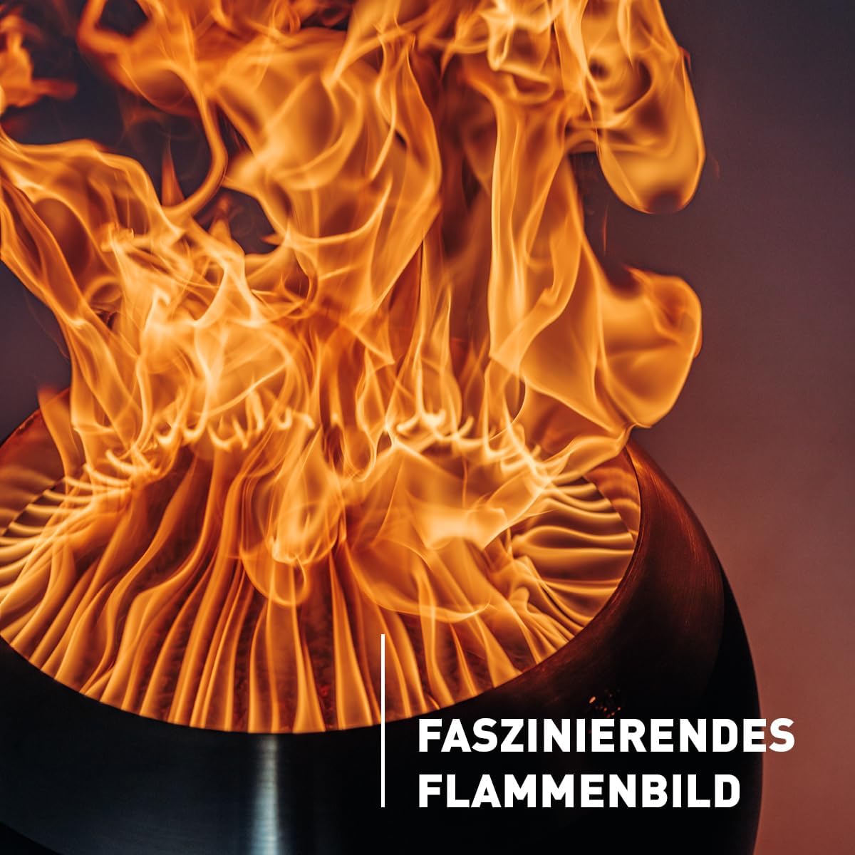 höfats - Moon 45 rauchfreie Feuerschale mit niedrigem Fuß aus Edelstahl - emaillierter raucharmer Feuerkorb mit Holzvergaser-Technologie, zweistufigen Verbrennungsprozess - Feuerstelle mit ⌀ 45 cm
