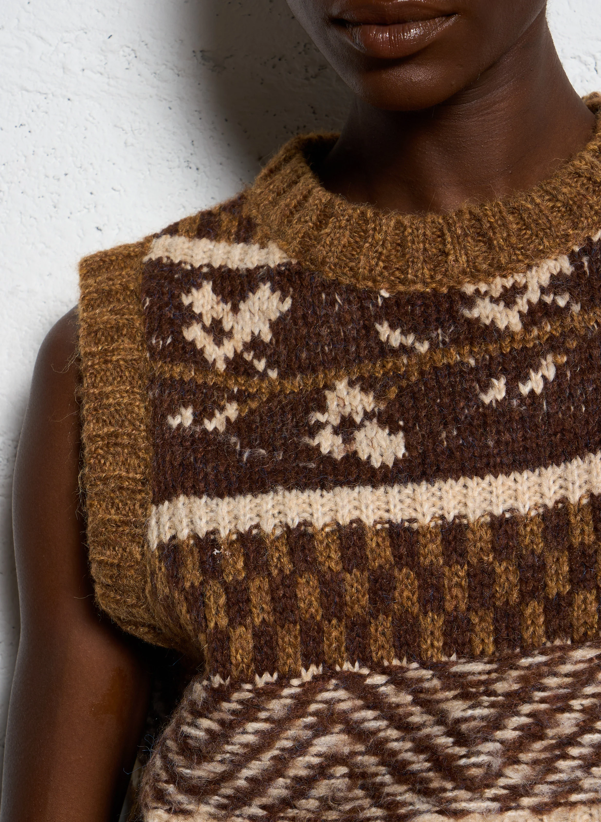 Pull droit en jacquard imprimé | Marron