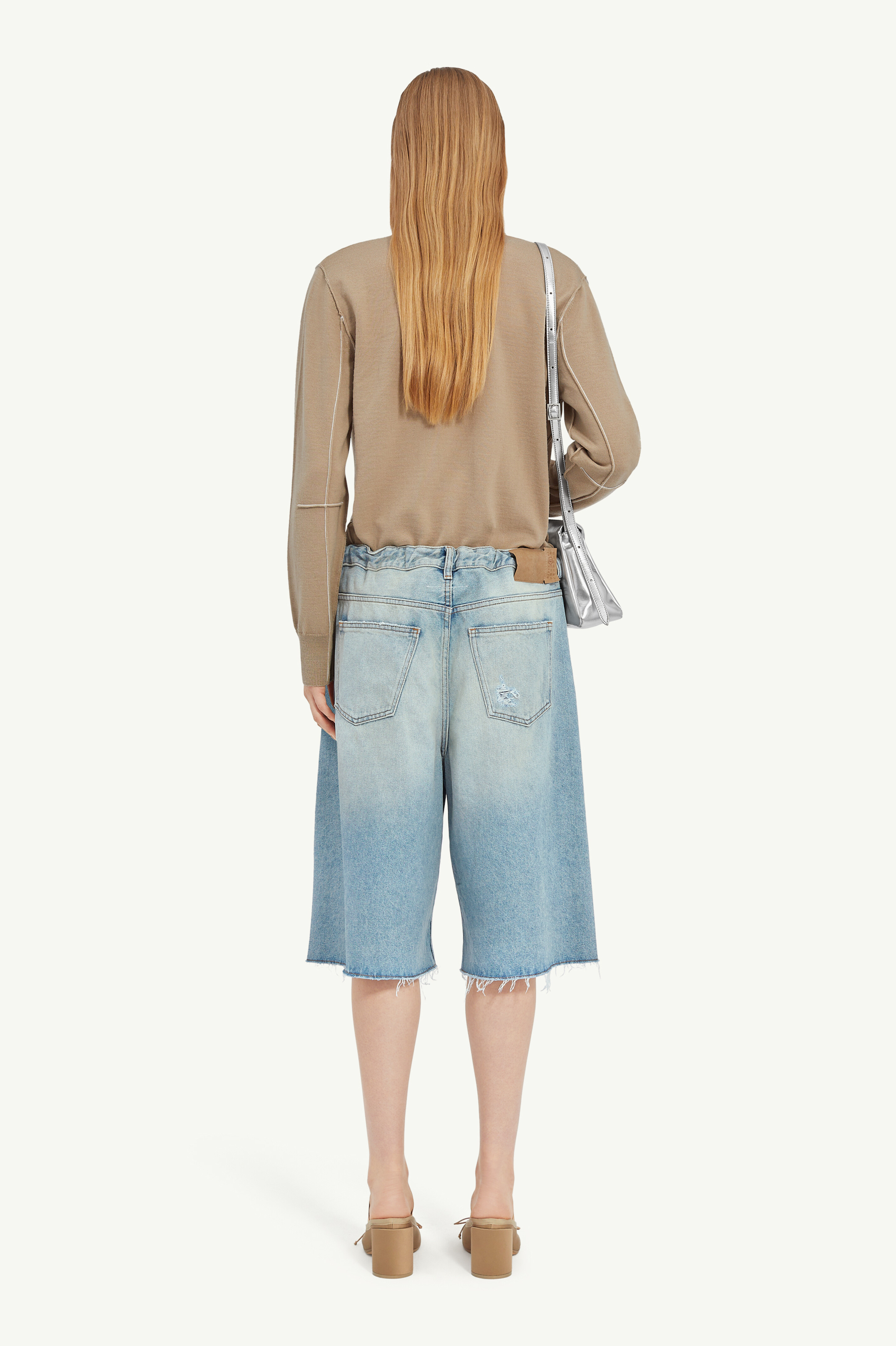 Light Blue Taped Denim Shorts