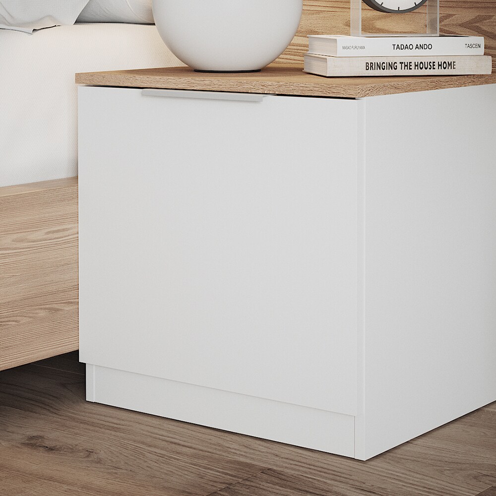 Vicco Nachttisch Betti, 50 x 50 cm, Weiß Sonoma mit 1 Klappe, Schlafzimmer