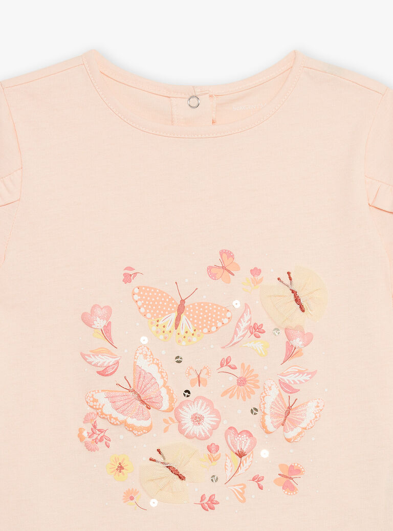 Pyjama abricot à motif et imprimé papillons